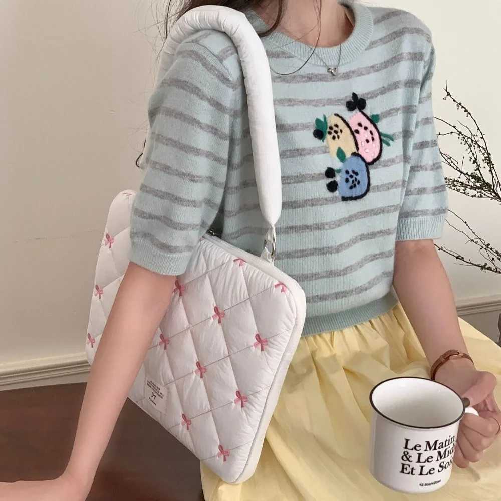 Embroidered Bow Business Briefcases Large Capacity Handbag Document Tote Bolsas Shoulder Bag File Folder Laptop Bag Office WorkT251125