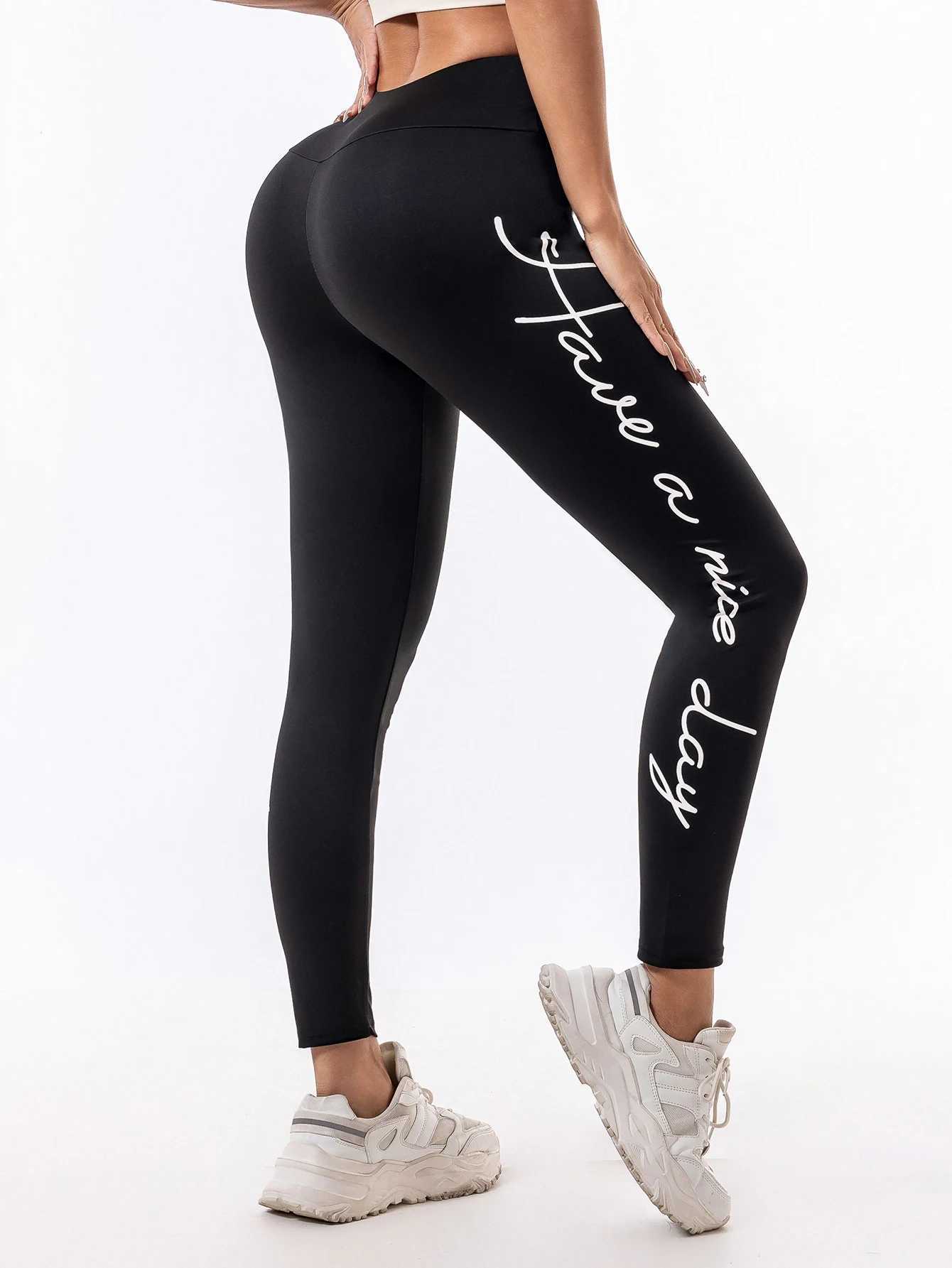 Letter print High Waised High Spring Quick drying Pants Sports Pants Fitness Yoga Pants Running WomenC250425