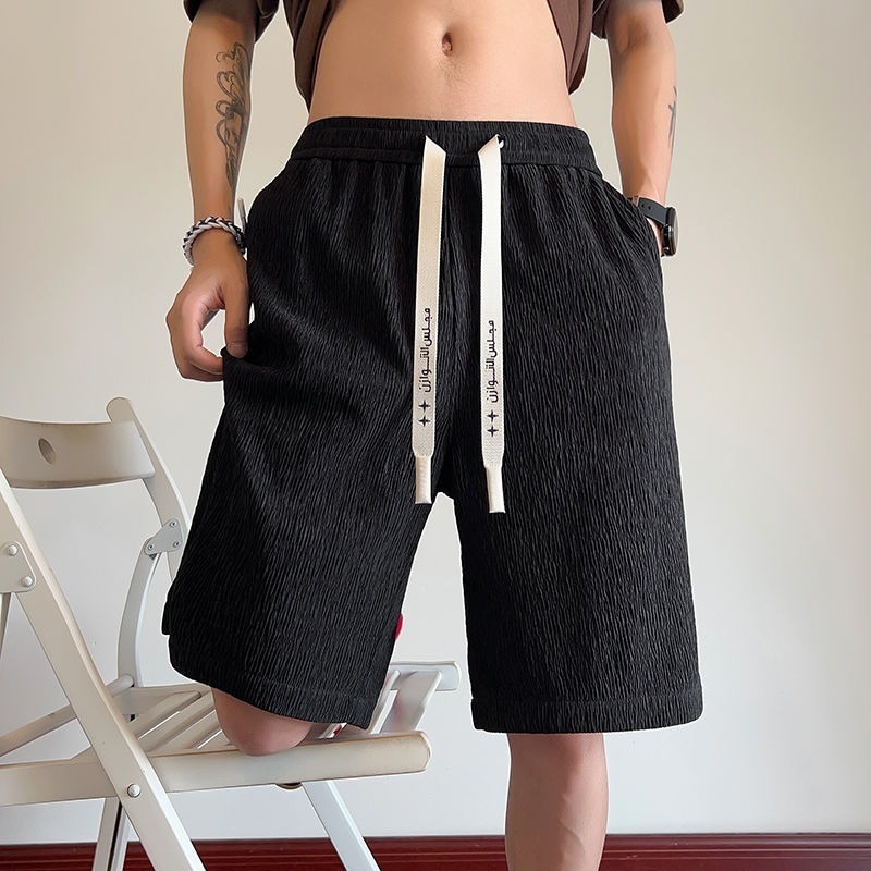 Texture sense, loose and hanging sensation, unisex summer American fashion brand plus size shorts, casual pants, versatile wide leg pants