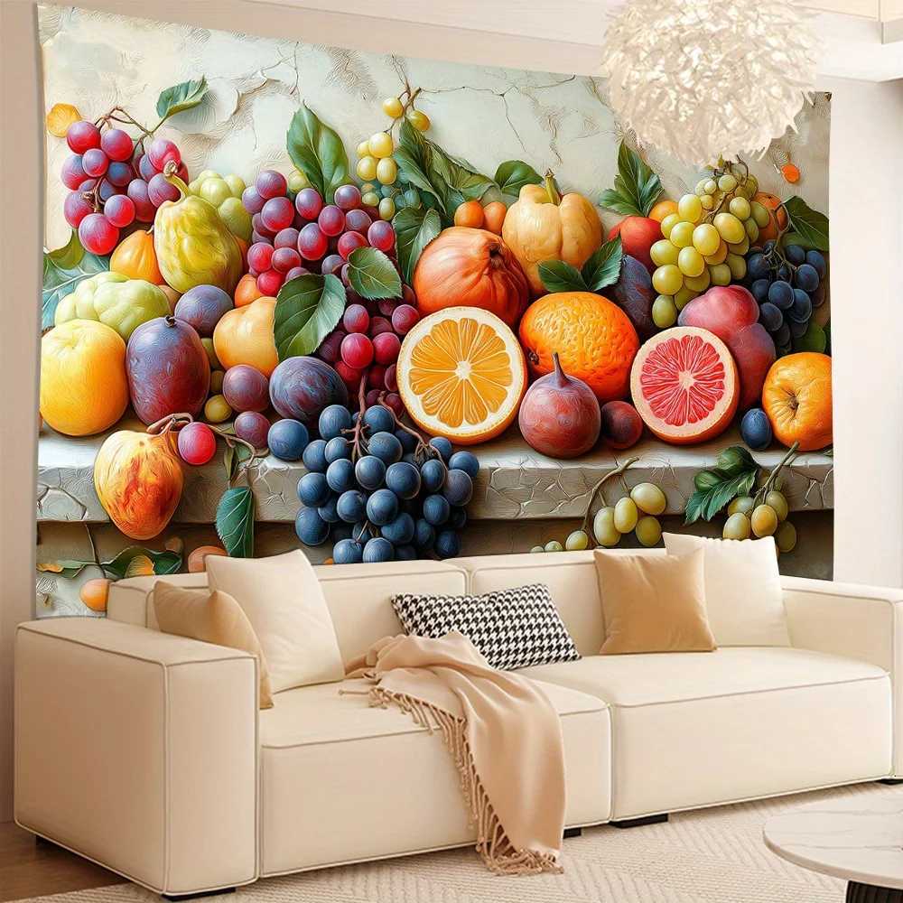Vintage 3D Fruit Tapestries Wall Hanging-Living Room Bedroom Home Office Polyester Fabric Art Deco Ideal Gift for Fruit LoversM251125