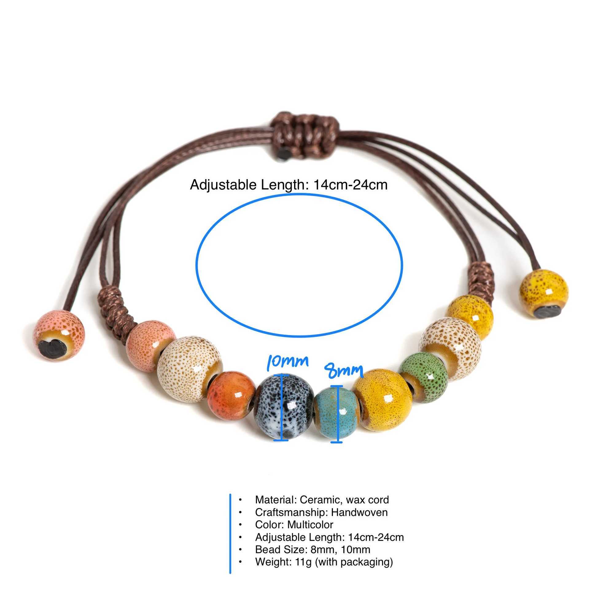 Colorful Handmade Ceramic Bracelet Adjustable Boho Style Jewelry for Women and Men 1155 J251125