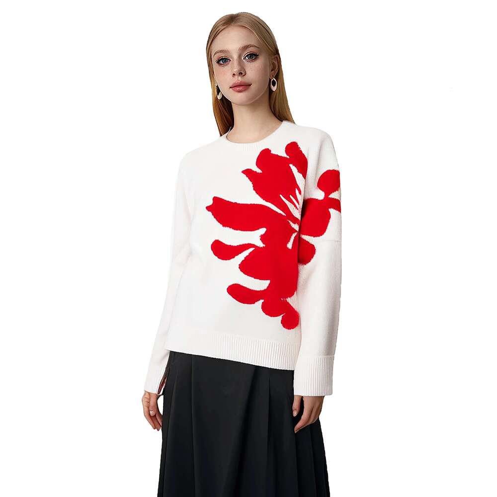 CHCH Round Neck Pullover Letters Embroidery Sweater For Women Autumn Spring 2024 Casual Loose Knitted Tops Streetwear