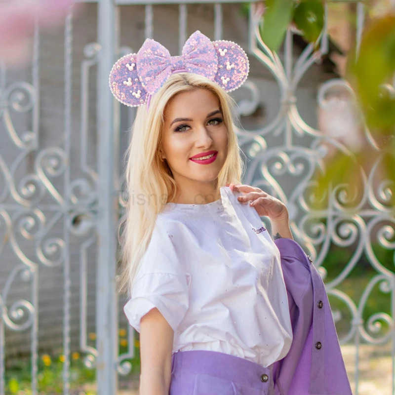 Disney New Trend Mouse Ear Headband Mickey 3.3 Velvet Girl Soft Bow Hair Halloween Party Travel DIY Hair Accessories X250425