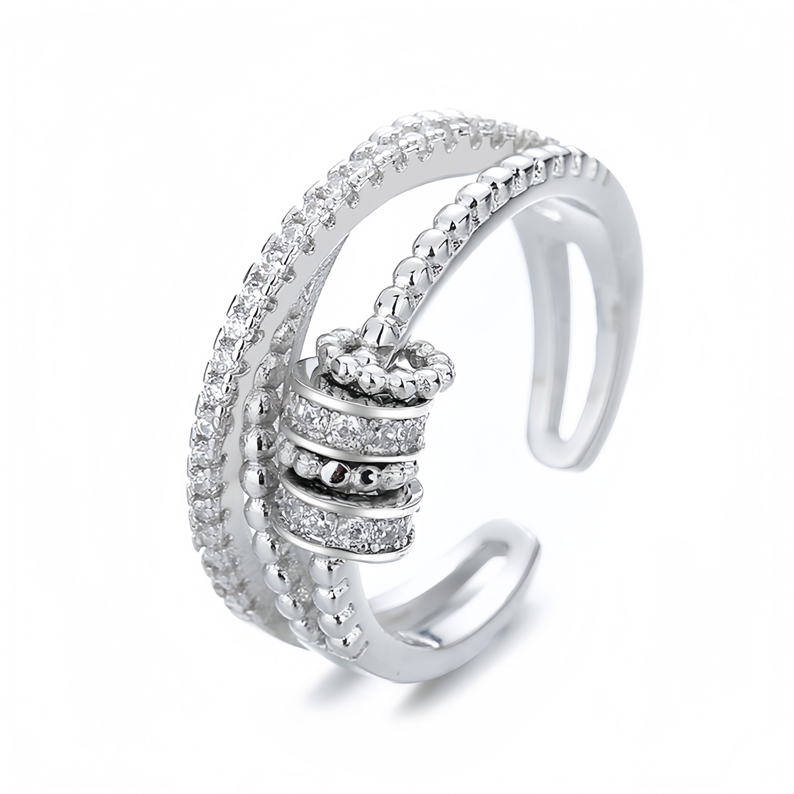 Fashion trend agile anxiety fortune-turning ring Ring women designer ring jewelrys gift luxurys Diamond Silver rings Designer couple jewelry Party Bir - view 4