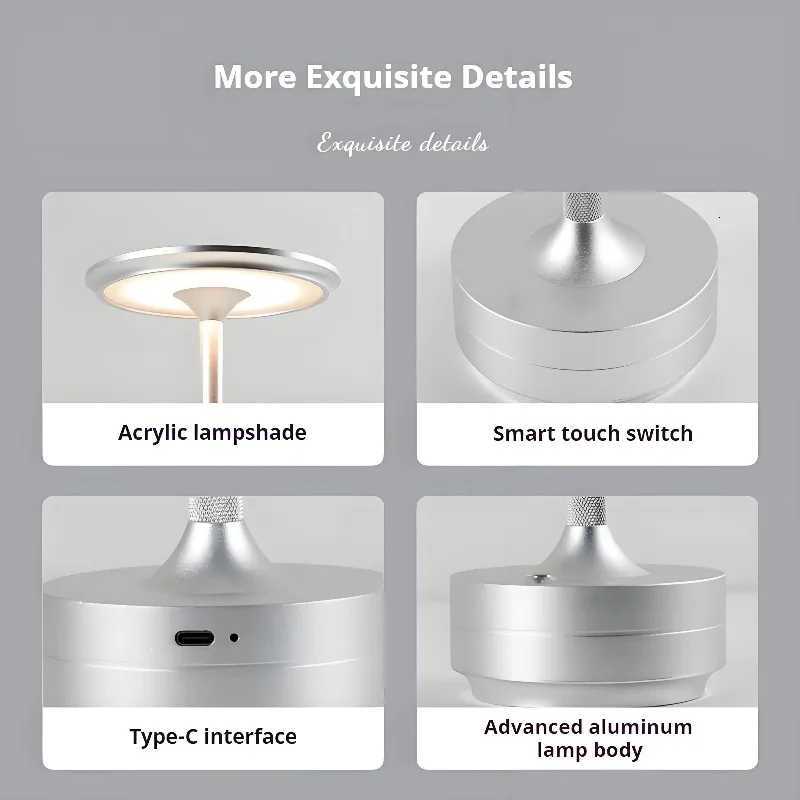 Wireless Simple Charging LED Desk Lamp Restaurant Bar Table Lamp Dimming Atmosphere Retro Portable Charging Touch USB Read LampM251125