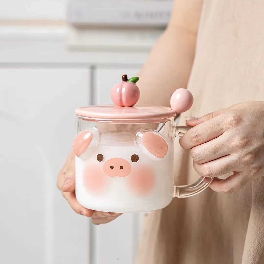Hand-painted Cup Cartoon Animal Tumbler Office Coffee Mug Milk Breakfast Tumbler Girls Kawaii Water Tumbler Couples Tumbler Y251125