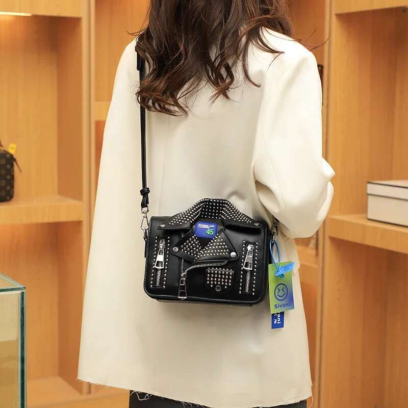 Fashion Jacket Shoulder Bags for Women Hip Hop Studded Crossbody New Purses and Handbags Square Bag Designer Satchel