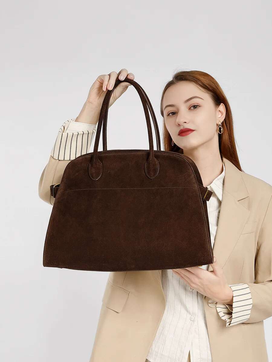 Margaux15 Deerskin, Maillard High Frosted Cowhide Handbag For Women Genuine Leather High-Grade Large-Capacity Suede Tote Bag