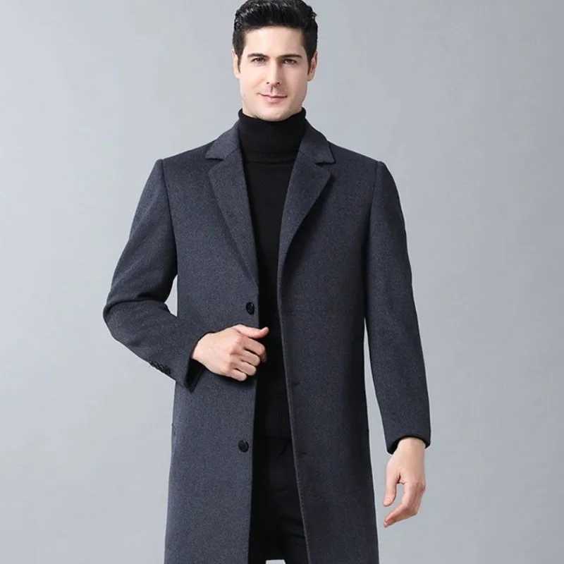 Plus Size Wool Coat for Men Classic Lapel Design Loose Fit Overcoat for Middle Aged GentlemanT251125