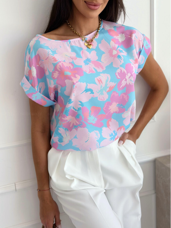 2024 Summer Simple Fashion Printed Round Neck Loose Shirt Womens Top