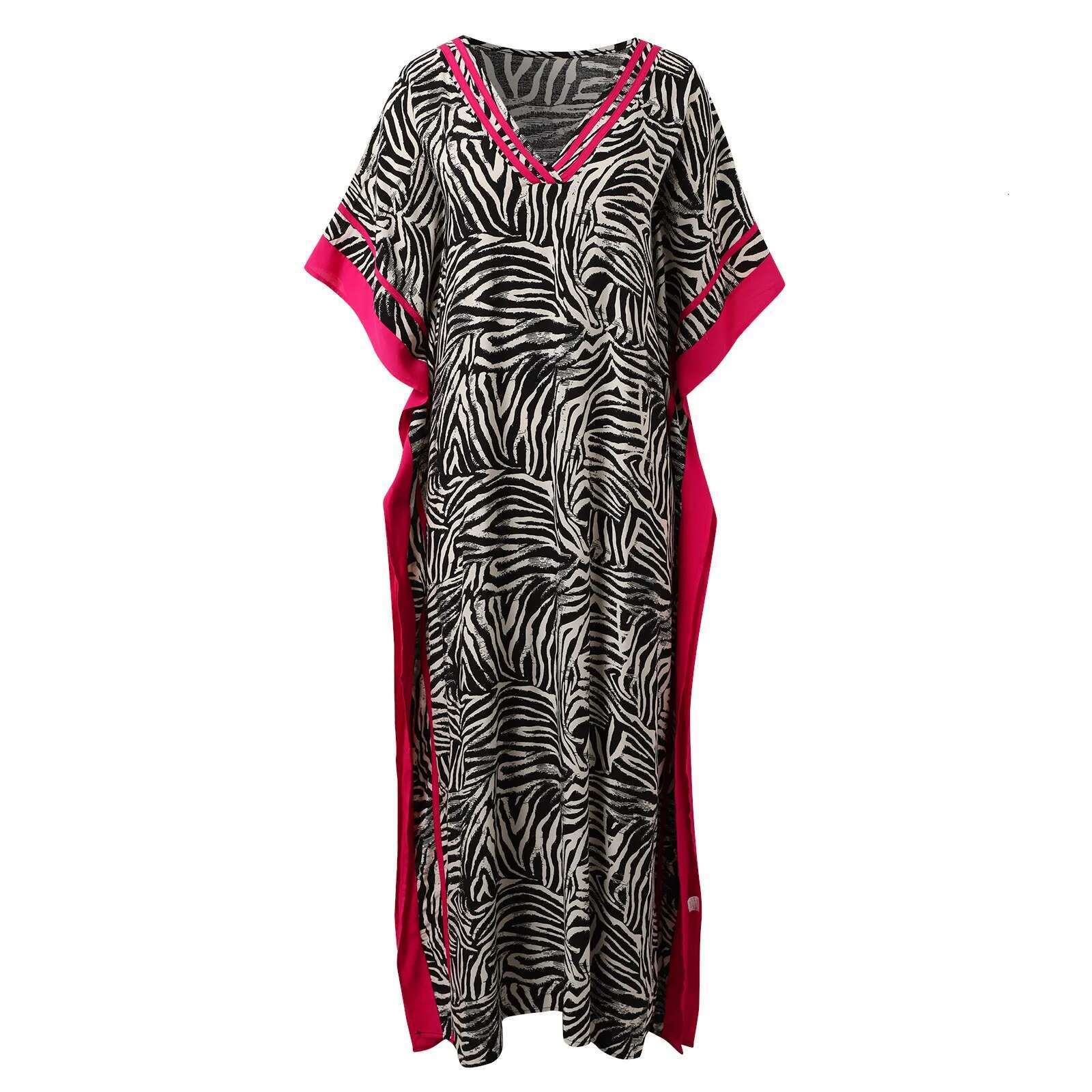 Dongdumaoyi Summer Beach Kaftan Dress For Women Print V Neck Tunic Bikini Cover Up Vacation Outfits Long Dresses Oversized Beachwear
