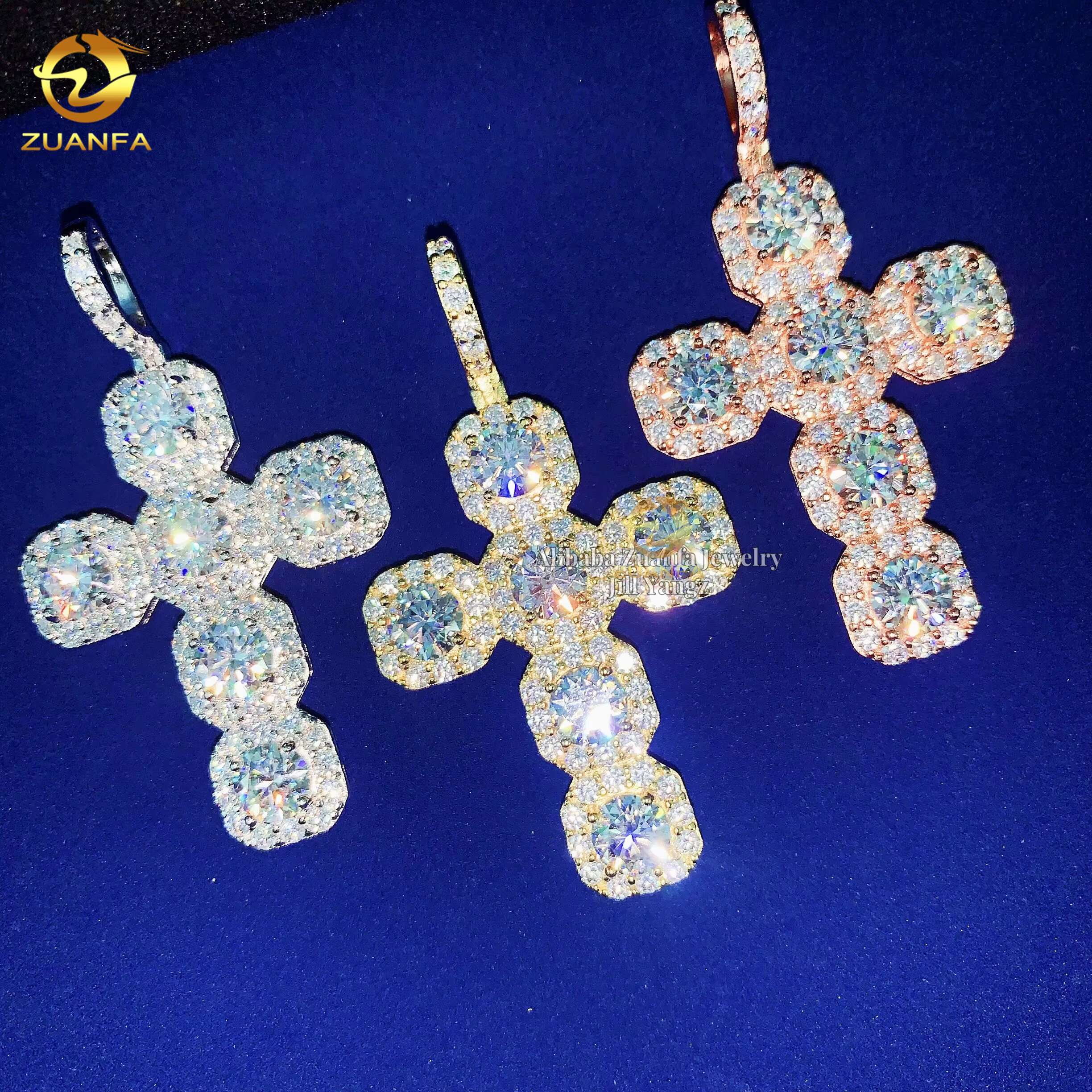 Cross Pendant Collection Baguette Moissanite Pendants GRA Certificate Iced Out Jewelry Custom Moissanite Pendant