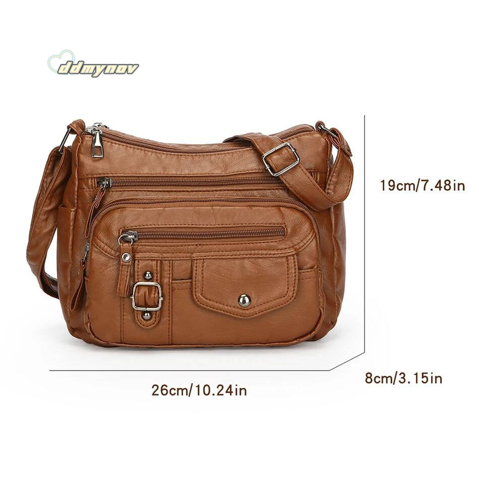 Retro Soft Pu Leather Crossbody Bags for Women 2025 Female Multi Pocket Shoulder Bag Purses and Handbags Designer Messenger Sac ddmynov