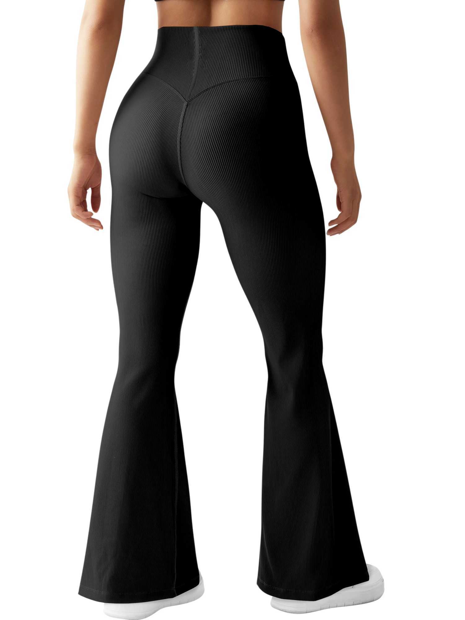 2 pockets high waist elastic ultra-thin womens flange legs solid elegant Versatile tight fitting womens street leisure yoga fitness exerciseC250425
