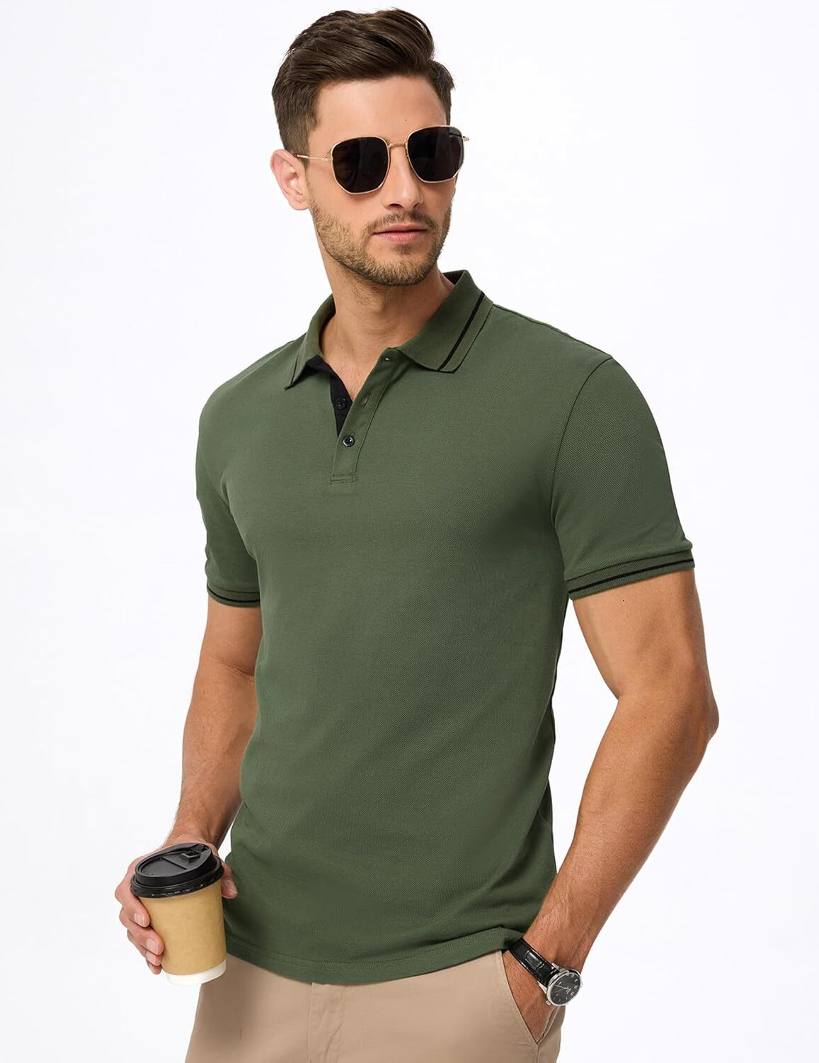 Mens Polo shirt Mens Casual Polo Shirts Classic Button Basic Short Sleeve Cotton Casual tops summer clothes
