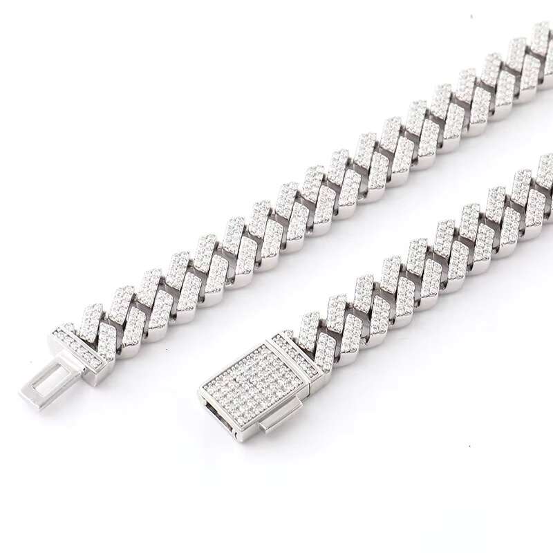 Miami Cuban Link Chain VVS D Color 10mm Silver Gold Plated Hip Hop Moissanite Cuban Chain for Men Women