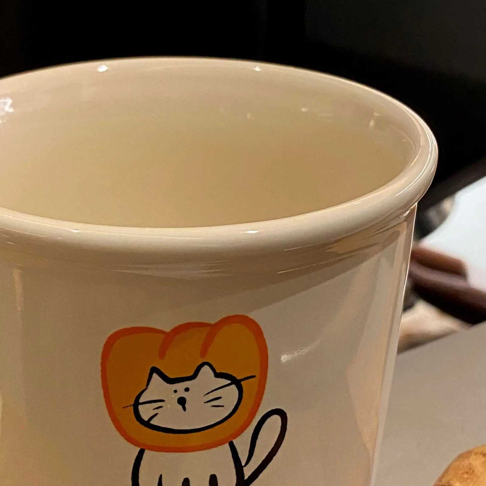 Ceramic Coffee Mug with Cute Cartoon Toast Kitten Creative Design Home Office Drinking Cup Breakfast Coffee Milk Cup 350ml Y251125