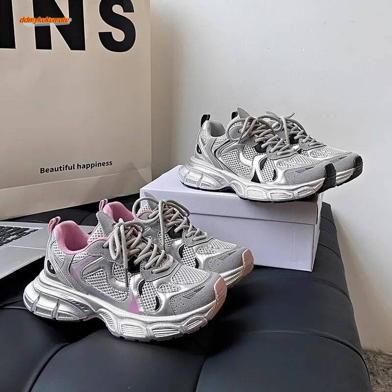 2024 Women Platform Flat Gray Casual Trainers Ladies Chunky Sneakers Woman Shoes Womens Zapatillas Mujer D253 ddmykukumalu