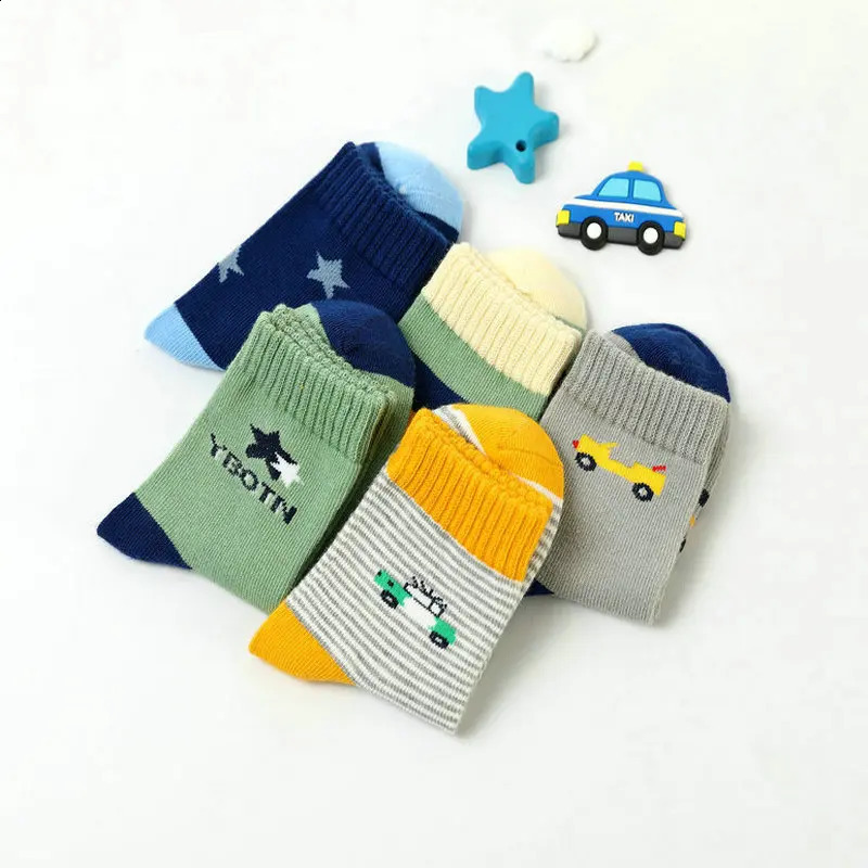 Childrens Socks Cotton Striped Car Boys Spring Autumn Cartoon Student 315 Years Old 250421
