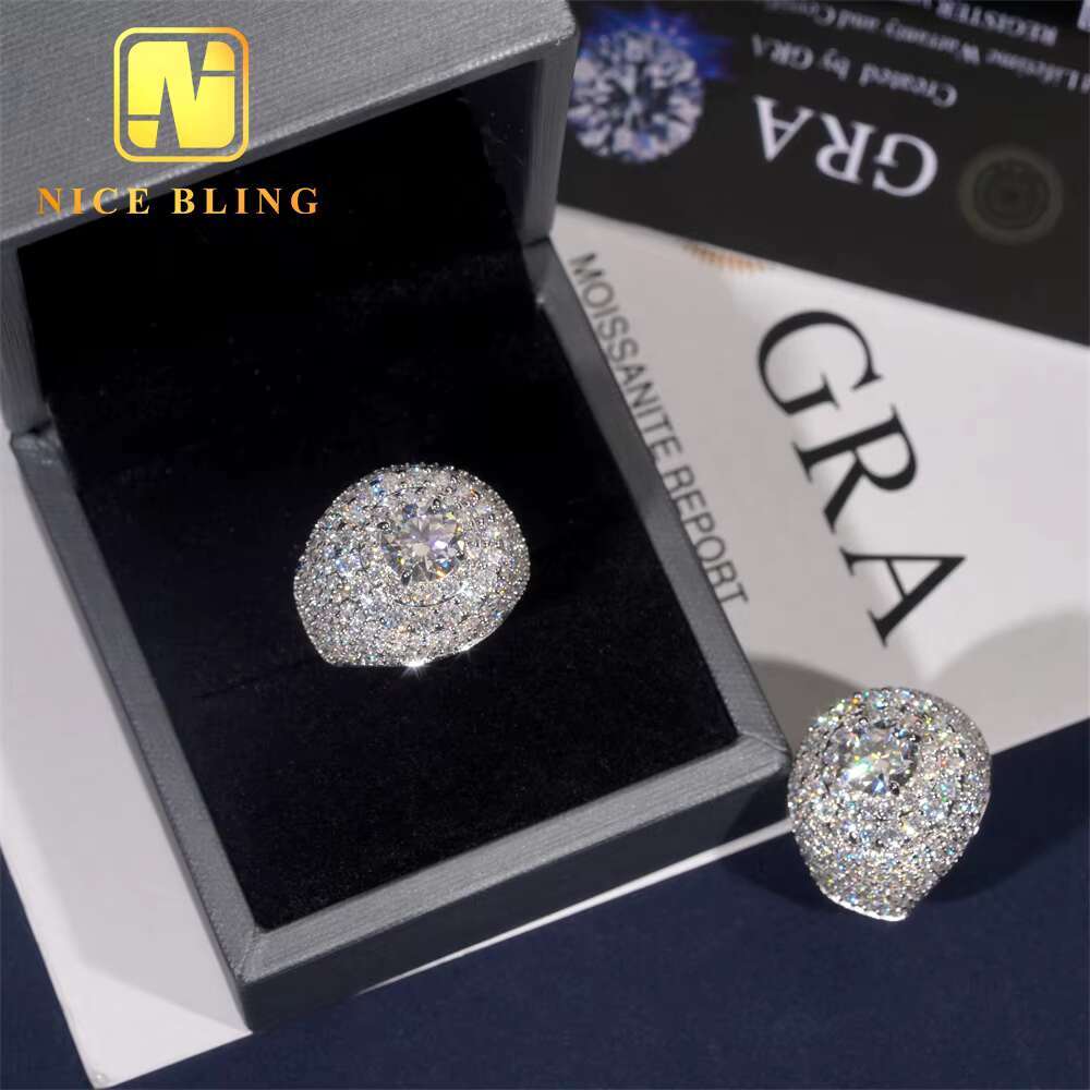 Pass Diamond Tester Iced Out Men Rings 925 Silver Fashion Moissanite Ring Hip Hop Fashion Jewelry Rings