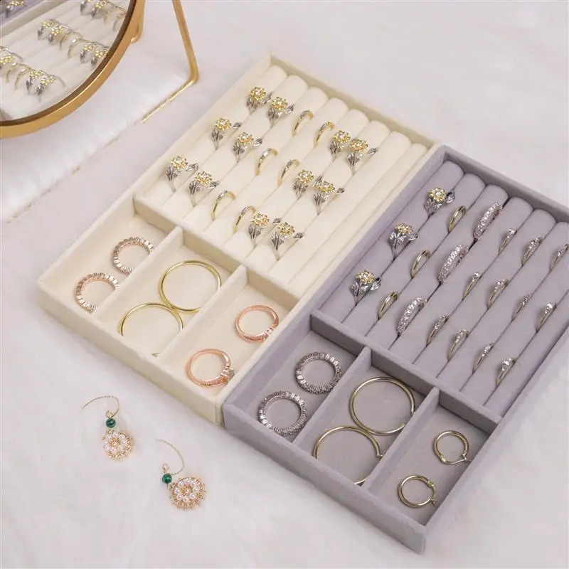 High Quality Portable Velvet Jewelry Ring Jewelry Display Organizer Box Tray Holder Earring Jewelry Storage Case Showcase 250424