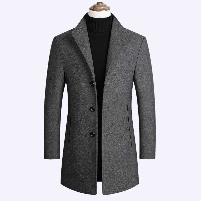 Mens Wool blend single-breasted coat for fall/winter new style solid color high-quality fashion luxury brand clothingT251125