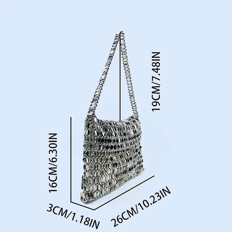 Designer Bag Retro Metal Sequin Sier For Women's New Bag, Hand Woven High-End Feel Handbag, Shoulder And Underarm Bag