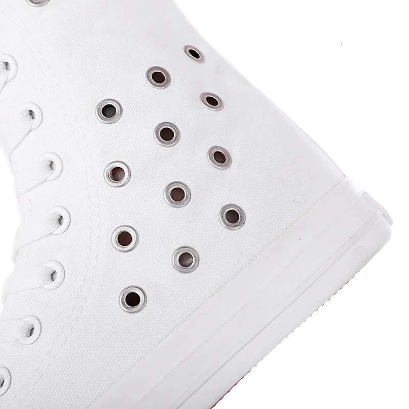 Spring and summer medium-sized lace-up side zipper breathable flat canvas inner heightening large size women's shoes
