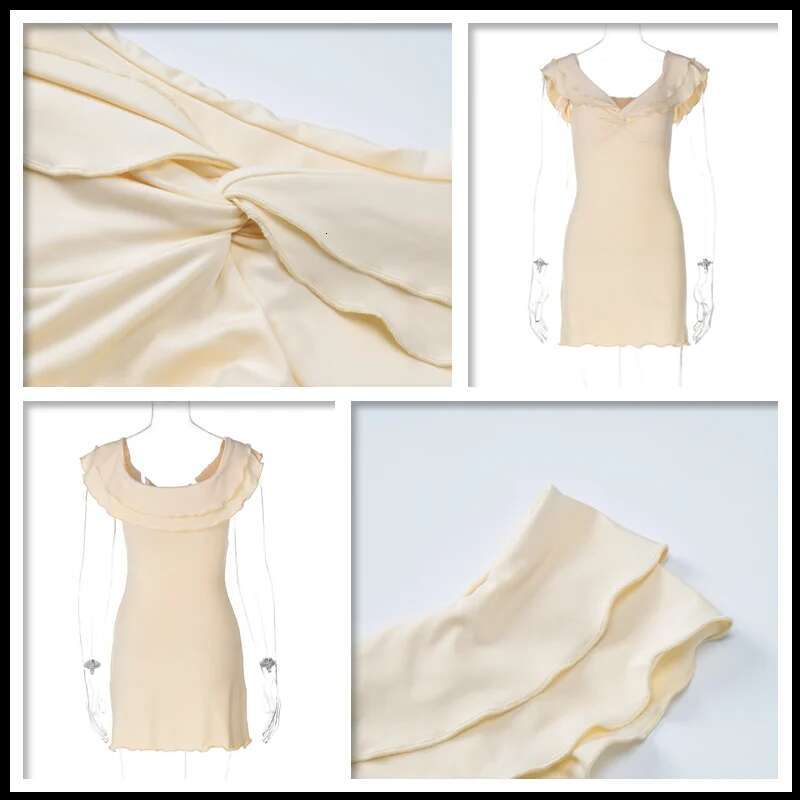 Dongdumaoyi Townlike Rufflles Slim Bodycon Dress Women Mini Spring Summer Strapless Backless Nightclub Sexy Party Dresses
