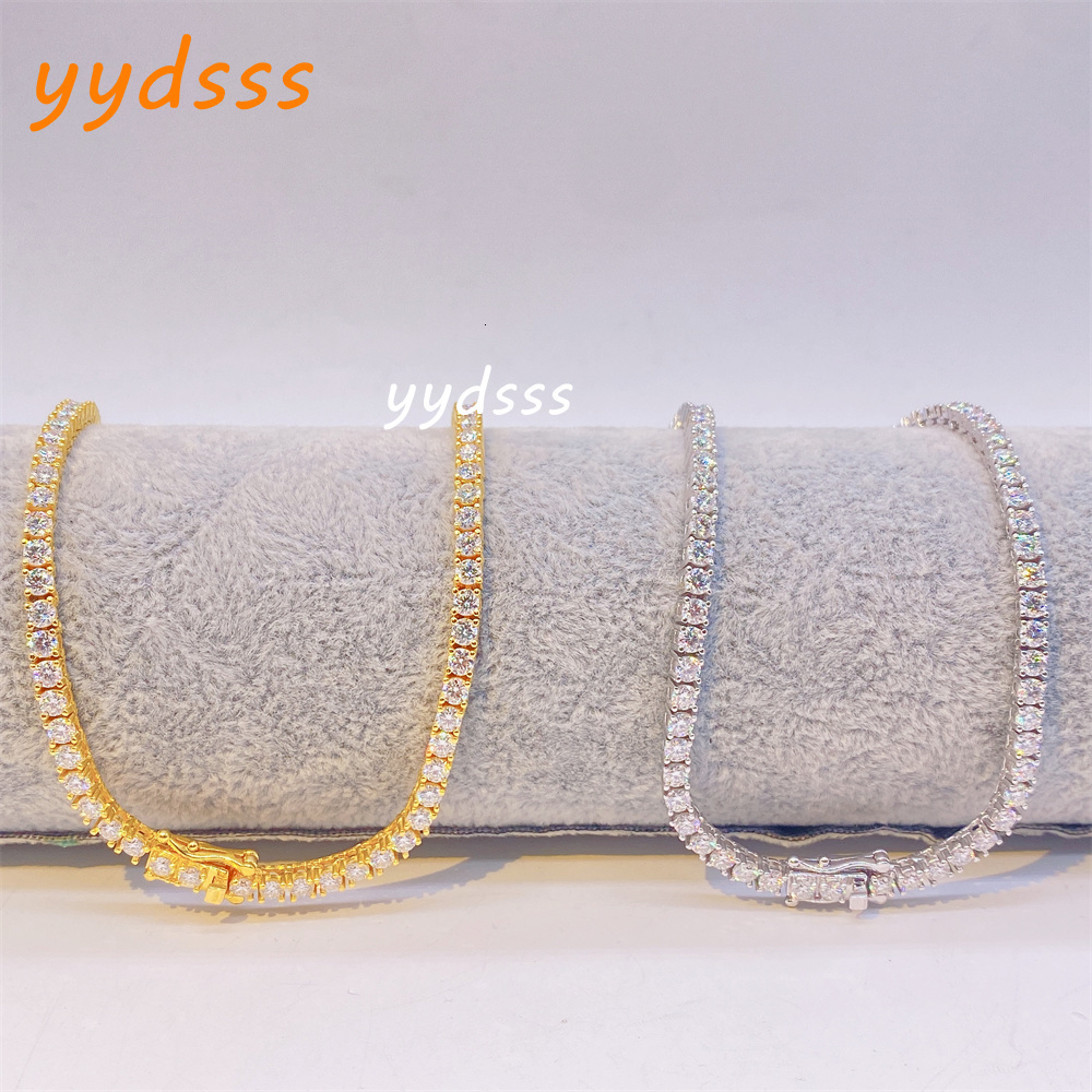 Hip Hop Tennis Necklace Jewelry Ready to Ship 34MM Width Chain Iced Out Moissanite Diamond Tennis Chain