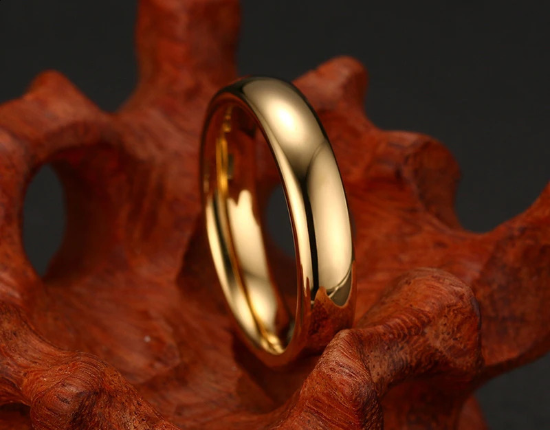 Smooth stainless steel couple ring gold simple 4MM womens couple wedding jewelry engagement gift personalized 250422