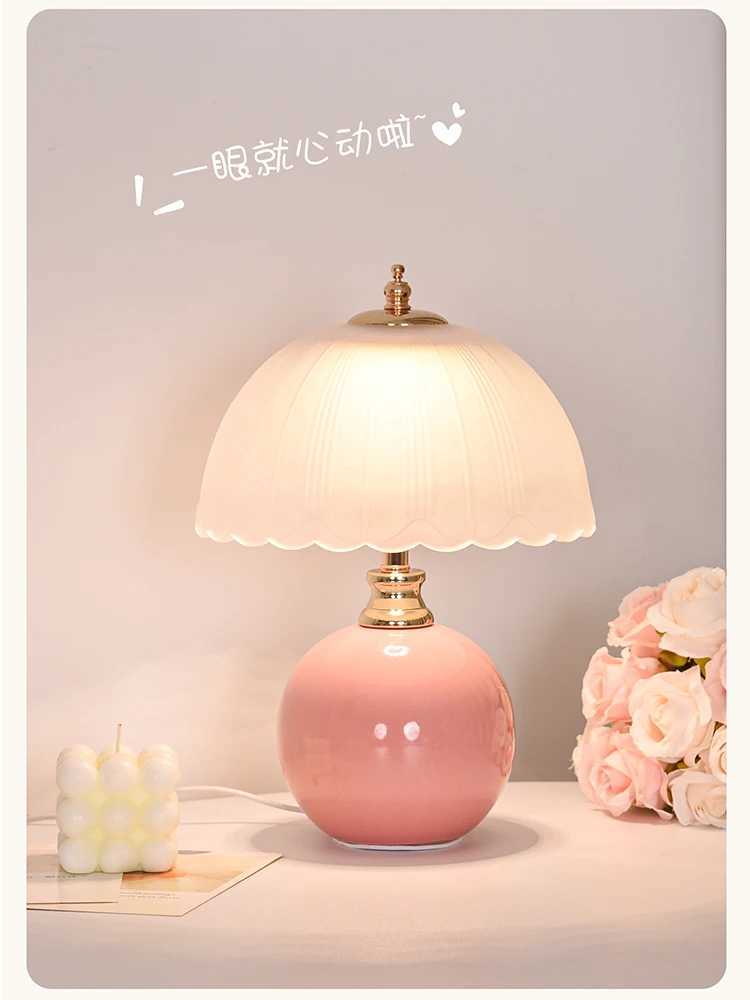 Modern Ceramic Glass Desktop Book Lamp Bedroom Bedside Table Lamp Light Luxury Atmosphere Childrens Room Princess Table Lamp C251125
