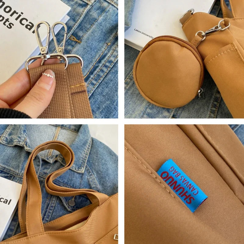Simplicity Oxford Canvas Composite Shoulder Bag Solid Color Versatile Lazy Style Crossbody Bag Large Capacity Tote Bag 250417