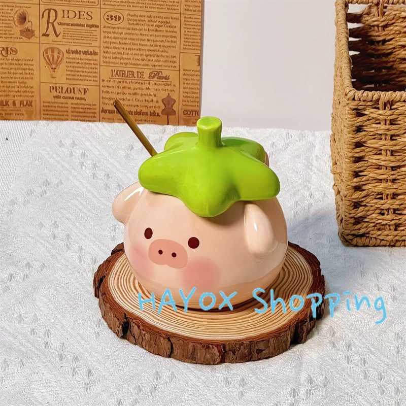 Cartoon 3D Pig Coffee Cup with Lid SpoonCeramic Animal Water Cupsoffice Mug Breakfast Milk Large Capacity Oatmeal Mug Y251125