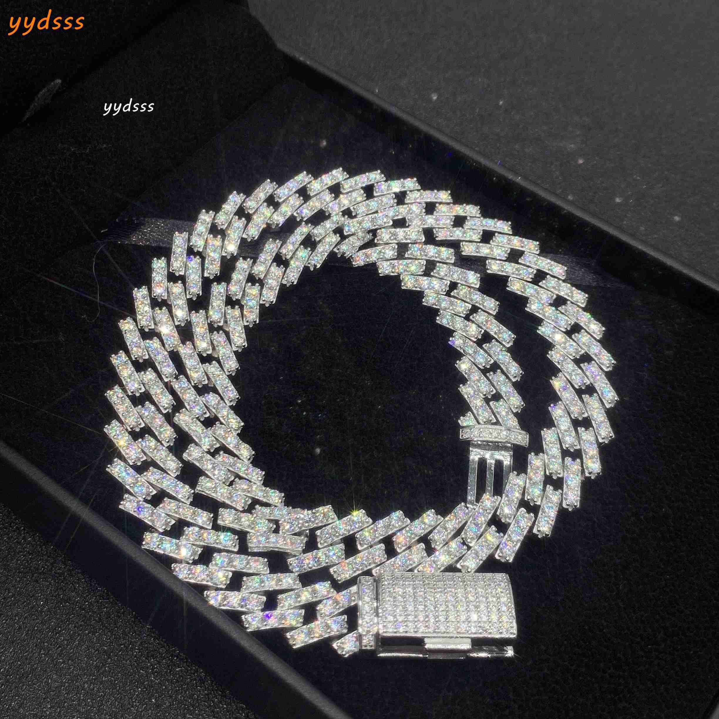 Pass Diamond Tester 8mm 10mm Hiphop Chain Bling Iced Out Silver Moissanite Cuban Link Chain
