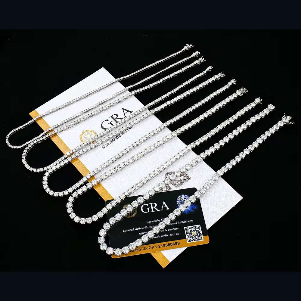 Tennis Necklace 2mm 3mm 4mm 5mm Moissanite 925 Silver Plated White/Yellow Gold - Classic Womens Design Suitable for Everyone