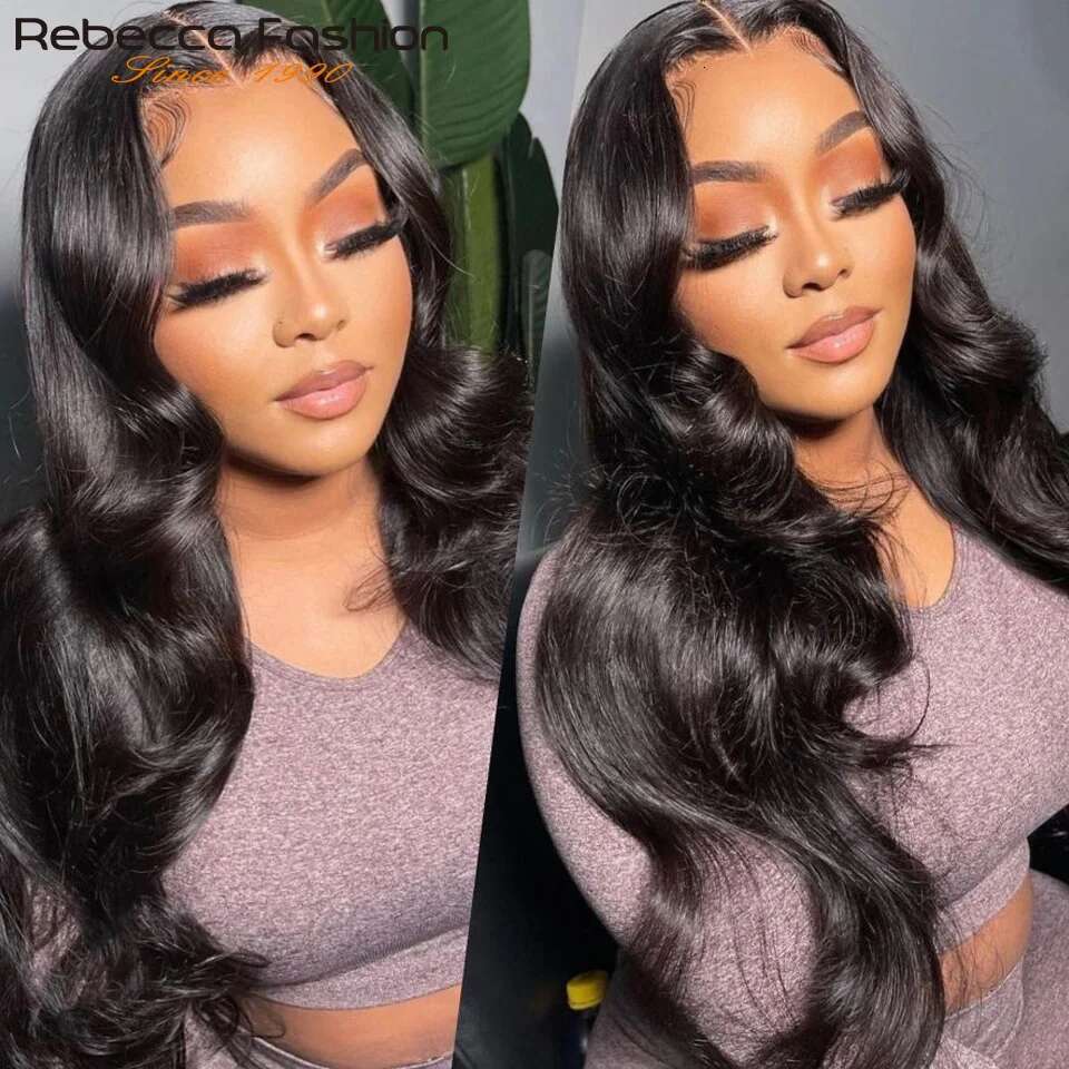 Rebecca Front 180D Transparent Frontal Human Hair Wigs T Part Brazilian Body Wave Lace Wig