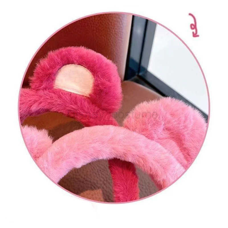 Disney Disniloso Ears Plush Hair Accessories Strawberry Bear Head Strap Cute Cartoon Compression Hair Anti Slip Head Strap Girl Hair Strap X250425
