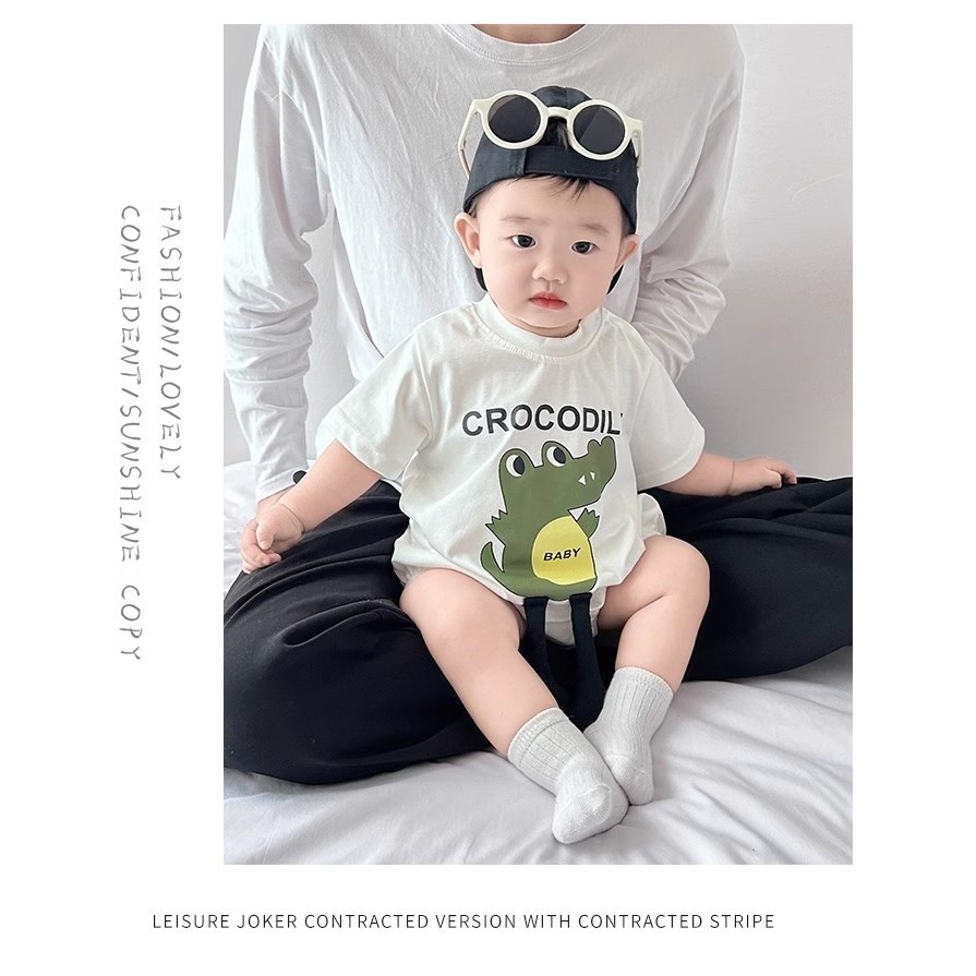 Baby clothes jumpsuit summer stylish Korean version for boys and girls summer short sleeved crawling clothes