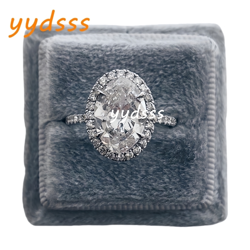 14K 18K White Real Gold 3.0 Carat Oval Cut Halo Engagement Womons Ring IGI Certificate Lab Grown Diamond Wedding Gold Ring For Women