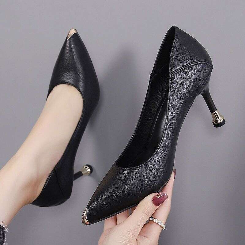 Formal work shoes, professional high thin heels, shallow mouth, fashionable pointed toe, two in one, standing for a long time without getting tired