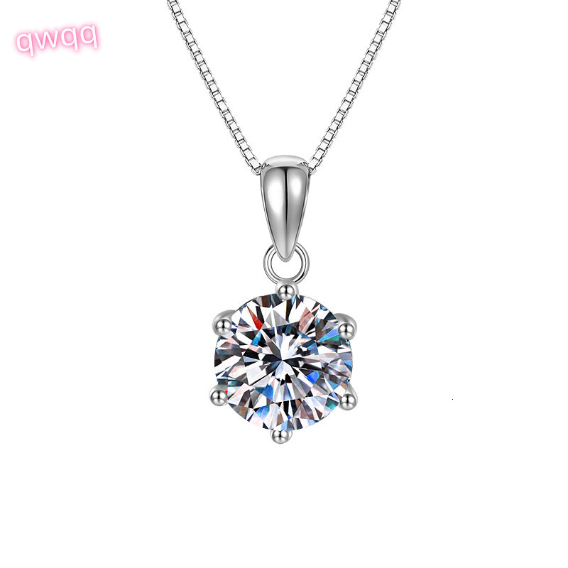 Wholesale 925 Sterling Silver Jewelry Box Chain Custom D Color Moissanite Pendant Necklace for Women Six Claw 1ct to 5ct