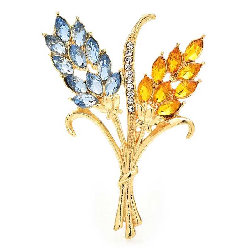 Wulibaby Beautiful Wheat Designs Brooches Pins Crystal Charming Flowers Plants Casual Party Brooch Fashion Jewelry Gifts J251125