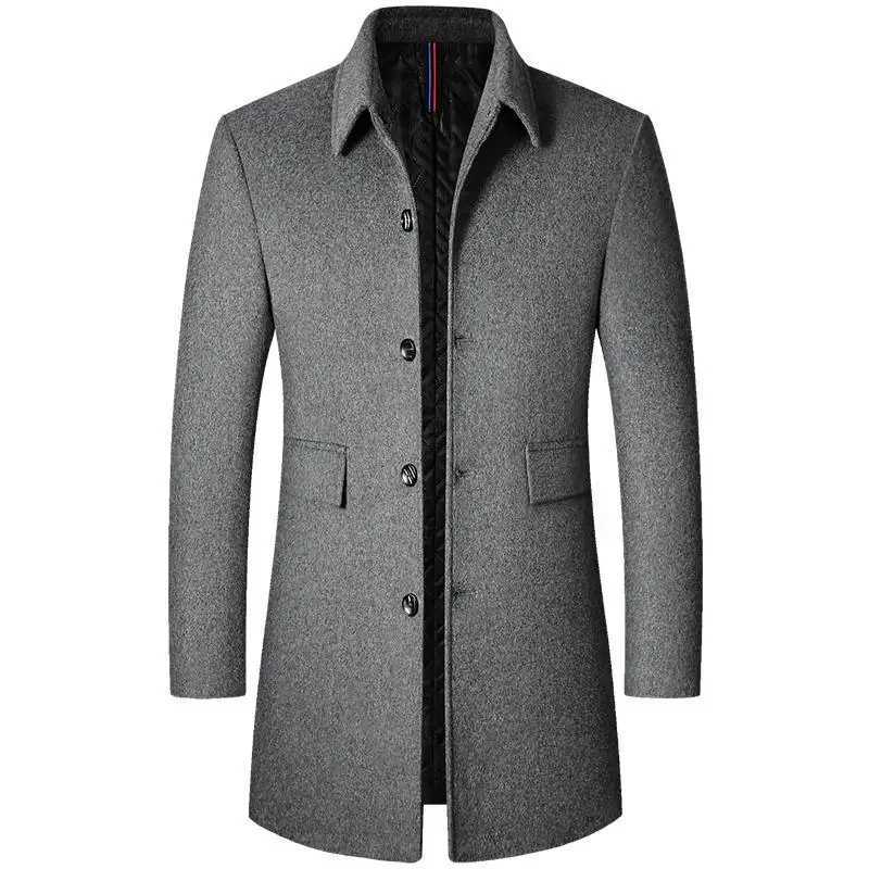 LIBIELIY Brand Winter 40 Wool Men Thick Coats Turn Down Collar Male Fashion Wool Blend Coats Superior Outerwear Jacket Trench MT251125