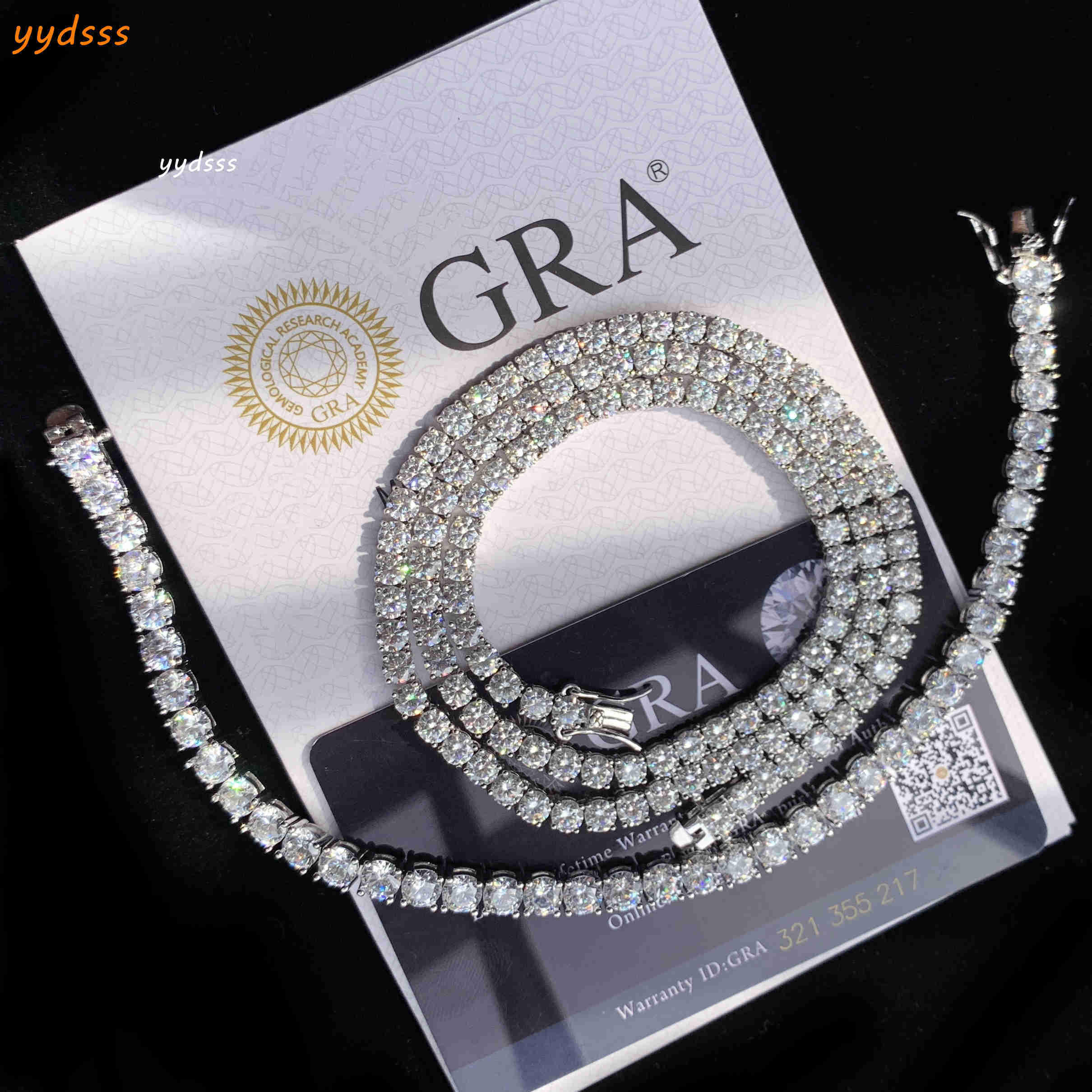 In Stock Tennis Chain 3mm High Quality 20 Tennis Necklace 925 Silver Hiphop Iced Out Moissanite Tennis Chain