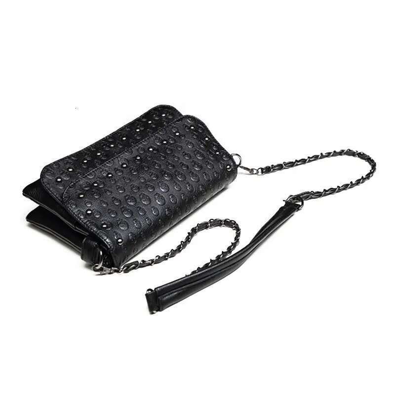 JIEROTYX England Style Crossbody Leather Small Skull Shoulder Bag Chain Clutch Women Bags Designer Drop