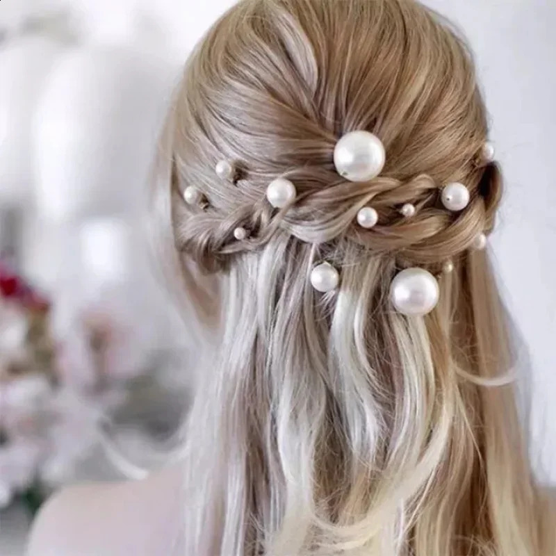 20 elegant pearl crystal hair clips for wedding brides with Ushaped metal suitable womens and jewelry accessories 250417