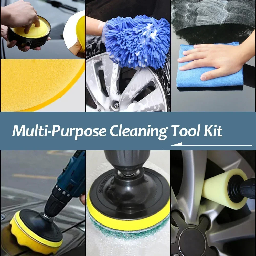 Car cleaning kit drilling washer and detail brush AC ventilation polishing machine ultrafine fiber towel car interior tools 250425