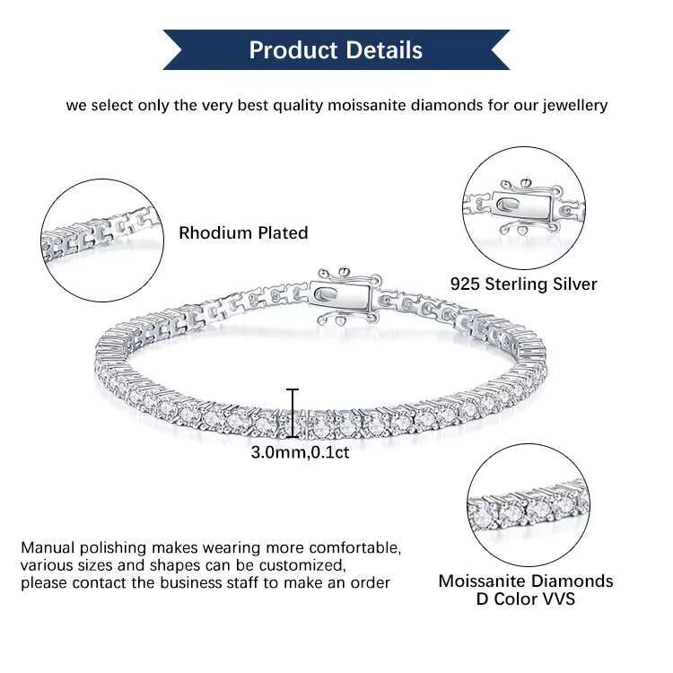 High-End Sterling Silver Custom Tennis Chain VVS Moissanite Pendants Necklace Luxury Jewelry