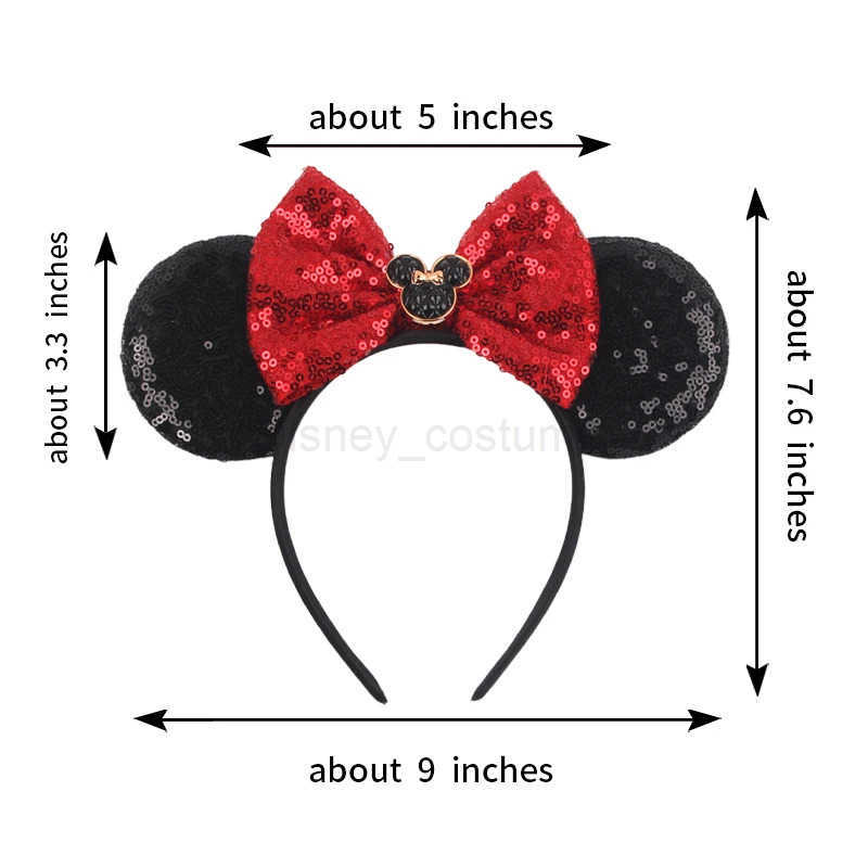 Disney 2024 Disney Castle Fireworks Mouse Earhead with sequins Bow Hair Girls Festival Party DIY Headwear Accessories X250425
